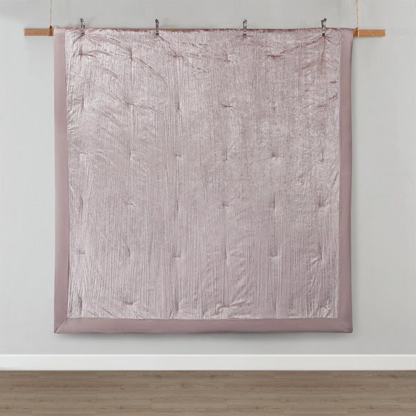 English Elm 5 Piece Crinkle Velvet Comforter Set King/Cal King Luxe Glam Crushed Pleat Charmeuse Trim, Hypoallergenic Filling Blush 19.29 L x 23.62 W x 11.02 H B035P148353