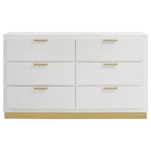 English Elm Sophia White 6-Drawer Dresser - Modern Mid-Century Elegance With Gold Accents For Stylish Storage B062P353391-GIGA