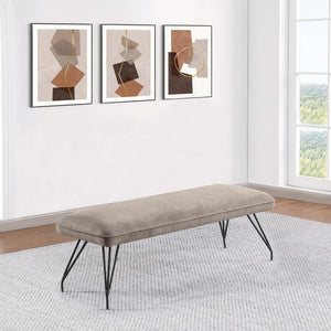 English Elm Kailea Taupe Upholstered Dining Bench with Plush Foam Seating, Vintage Hairpin Legs for Small Spaces B062P299824