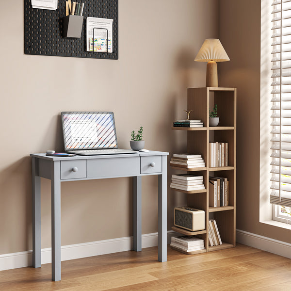 English Elm Multifunctional Vanity Desk with Flip-Top Mirror, 3-Level LED Lighting, Ample Storage for Small Spaces Grey W760P152317