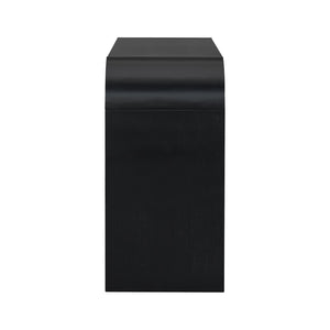 English Elm U_style Acacia Veneer Minimalist Console Table Slim Two Leg Frame for Entryway Halls Black N711P213374B