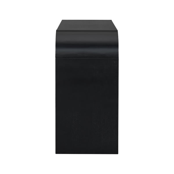 English Elm U_style Acacia Veneer Minimalist Console Table Slim Two Leg Frame for Entryway Halls Black N711P213374B