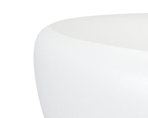 Sunpan Iolite Round Concrete Coffee Table - Contemporary Design for Indoor and Outdoor Spaces, Unique Appeal White