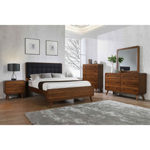 English Elm Winston Six Drawer Mid-century Dresser with Walnut Veneer Finish and Tapered Legs Dark Walnut B062P451713