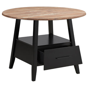 English Elm Arunda Round Counter Height Dining Table Oak Grain Top with Storage Drawer Seats Four B062S01532