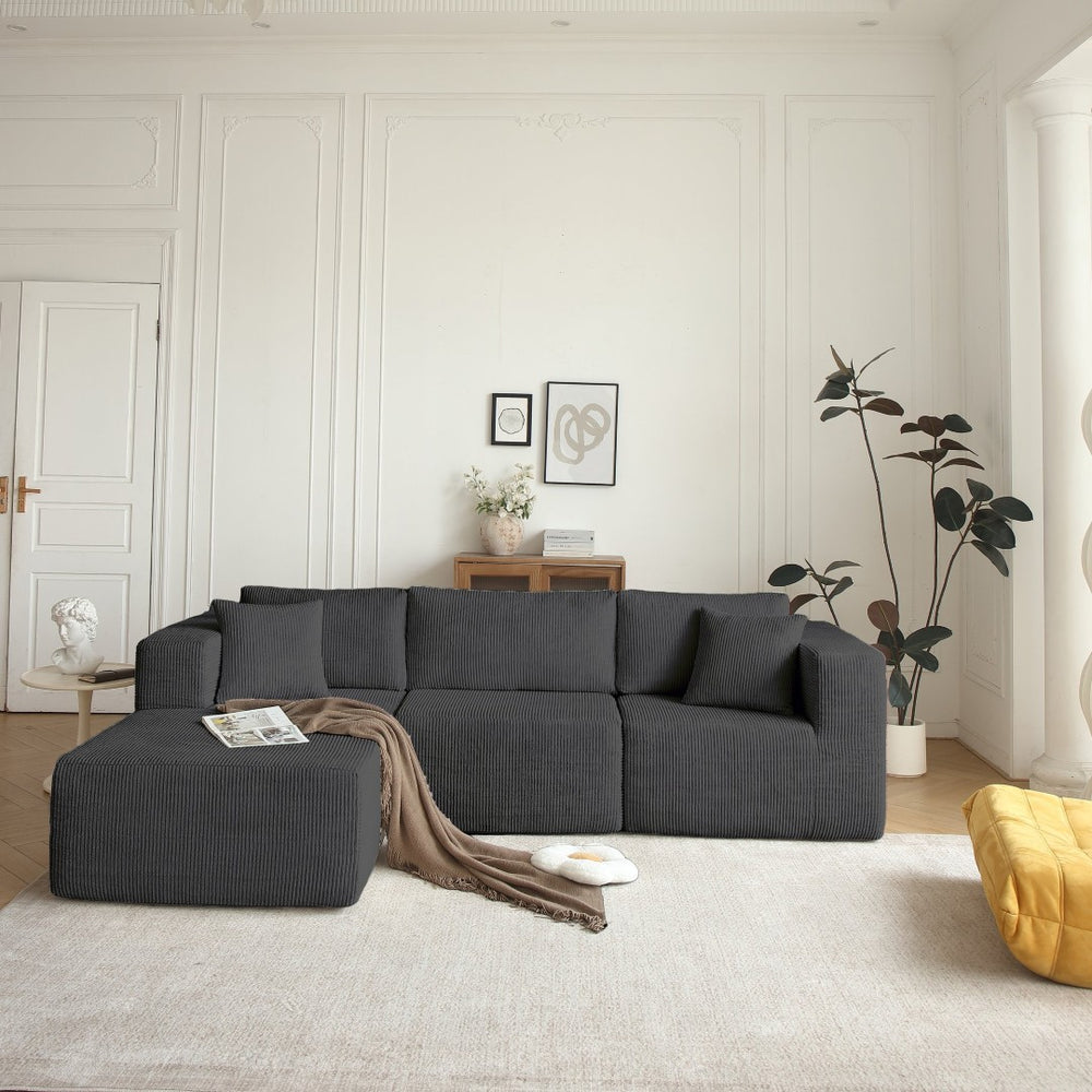 English Elm H613 Mid-century Modern Modular Sectional with Chaise for Spacious Living Rooms W3191P277977