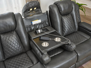 English Elm M071 Power Reclining Sectional Sofa with Bluetooth Speakers, LED Strips, USB Charger & Cupholders Grey W1805S00067