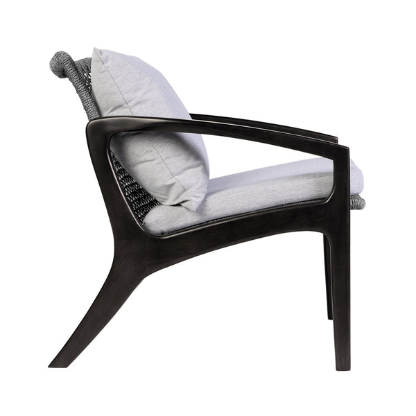 English Elm Liora Outdoor Sofa: Stylish Dark Eucalyptus Wood, Gray Rope, Plush White Cushions For Comfort B2736P354323