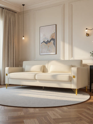 English Elm FX-P18-BK(sofa)Luxury Soft Faux Sherpa Sofa with Gold Accents, Removable Cushions, Modern Chic Design Beige W57649843