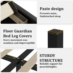 English Elm Full Size Floating Platform Bed Tufted Upholstered Headboard with Rgb Led Underlighting Black W3107P419249
