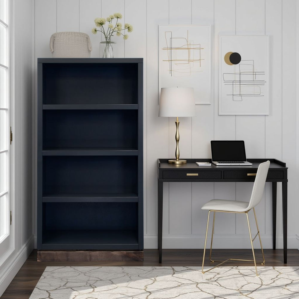 English Elm Nora Modular 60" High Bookshelf – Fully Assembled Two-Tone Alder & Poplar Shelving for Stylish Storage Black B108P345204