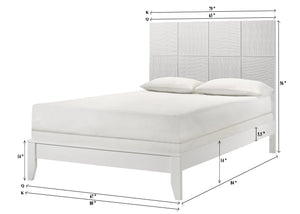 English Elm 1Pc Queen Size Bed - Modern Crisp White Finish With Textured Geometric Headboard For Stylish Bedrooms B2741S00278