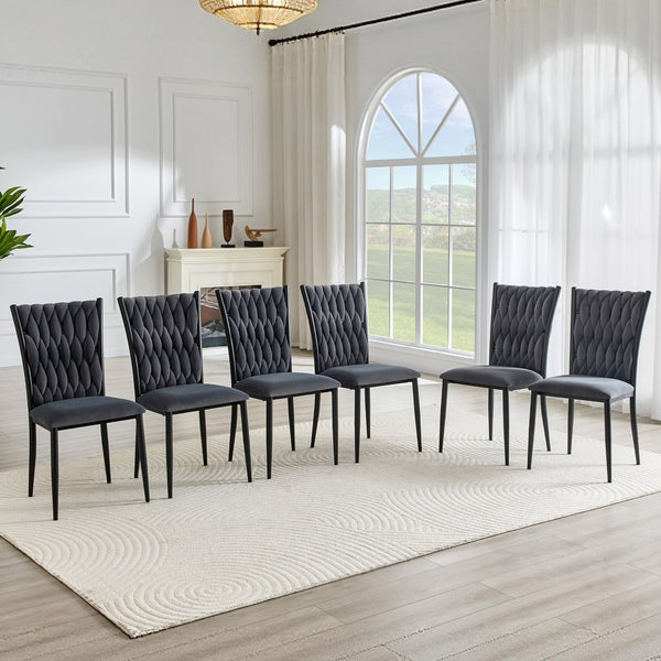 English Elm Elegant Velvet Tufted High Back Dining Chair with Tapered Metal Legs for Modern Rooms W3875P401461