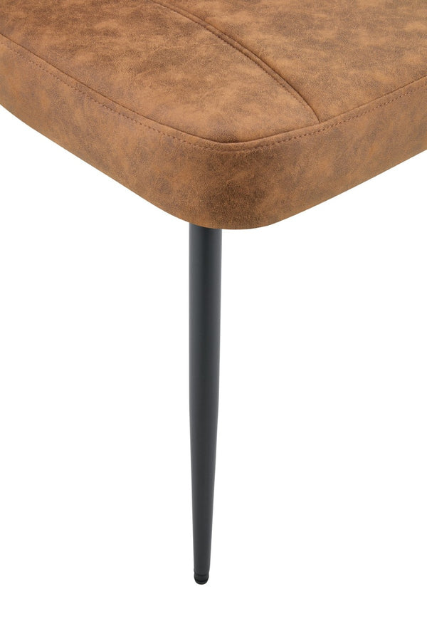 English Elm Dark Oil Waxed Faux Leather Dining Chair Set with Diamond Tufted High Back Metal Legs W3493P449253