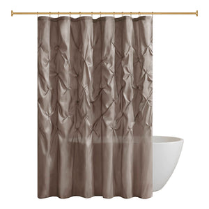 JLA Home Madison Park - Tufted Laurel Semi-Sheer Shower Curtain with Textured Tufting, Lightweight Polyester, Machine Washable Taupe MP70-438