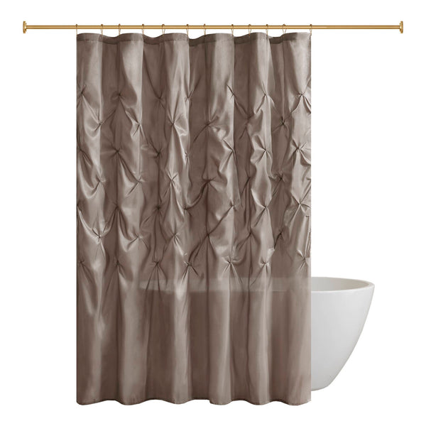 JLA Home Madison Park - Tufted Laurel Semi-Sheer Shower Curtain with Textured Tufting, Lightweight Polyester, Machine Washable Taupe MP70-438