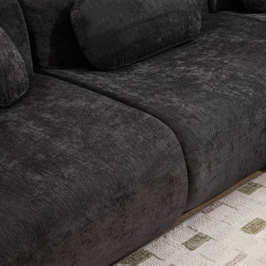 English Elm Modular Chenille Deep Seat Sectional Sofa with Bamboo Frame for Living Room Lounge Black W1829S00071