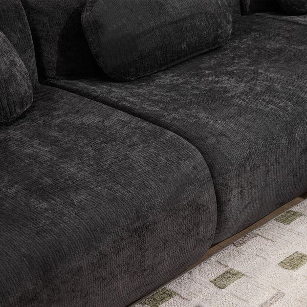 English Elm Modular Chenille Deep Seat Sectional Sofa with Bamboo Frame for Living Room Lounge Black W1829S00071