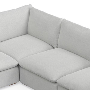 English Elm Jasmine Cloud Grey Corner Sectional Sofa & Ottoman — Handcrafted Performance Fabric, Reversible Cushions (96) B136P199246