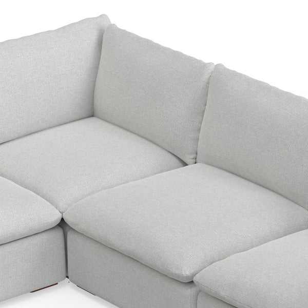 English Elm Jasmine Cloud Grey Corner Sectional Sofa & Ottoman — Handcrafted Performance Fabric, Reversible Cushions (96) B136P199246