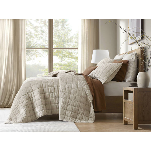 JLA Home Harbor House - Linen Garment-Washed Quilt Set — French-certified breathable linen, tailored piping, OEKO-TEX safe comfort Linen HHD14-1919