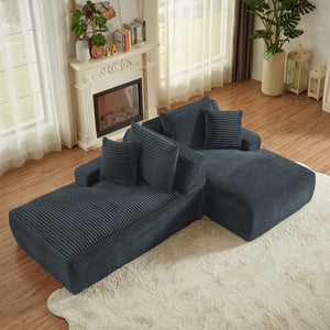 English Elm Compressible modern double chaise lounge with corduroy, spring padding comfort and no assembly required DARK GREY W2339P278022