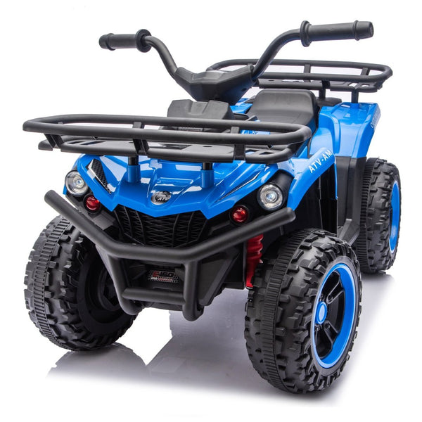 English Elm 24v Dual Motor Kids Atv Ride on with Led Lights Bluetooth Storage Racks Off Road Blue W1578P390449