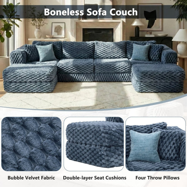 English Elm Swivel Barrel Accent Chair Chenille Tufted Round Club Seat for Living Room Lounge Blue N719S002360C