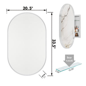 English Elm 20x34 Recessed Medicine Cabinet with Mirror — Black Metal Frame, Adjustable Shelves, Sleek Bathroom Storage White W1435P201161