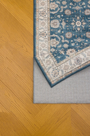 English Elm Premier Traditional Medallion Navy Low Pile Area Rug for Living and Dining Rooms B186P479401