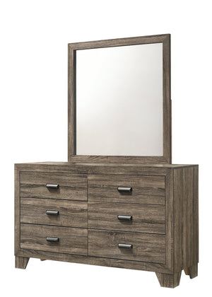 English Elm 1pc Transitional 6-Drawer Dresser with Center Glide Rustic-Washed Finish Spacious Bedroom Storage Cabinet Gray 18.9 L x 61.22 W x 32.1 H B011P375268