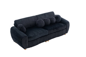 English Elm Modern Black Corduroy Sofa Couch - Stylish 84" Sectional Love Seat For Living Rooms & Home Offices W2363S00075