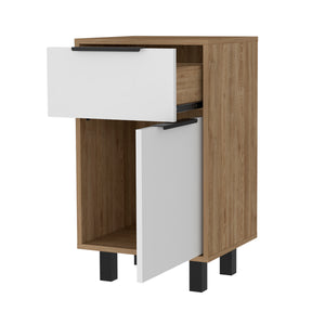 English Elm Luxor Z Nightstand with Superior Top, Drawer & Cabinet Storage, Modern White Pine Finish, 16.2x14.3x27.5 in Multicolor 26 L x 18 W x 4 H B128P148937