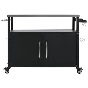 English Elm K&K 54.5" Outdoor Kitchen Island with 1.6" Stainless Top, Locking Wheels, Spice Rack & Bottle Opener N707P270779B