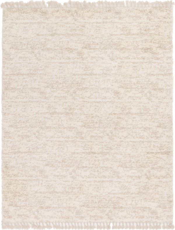 Unique Loom Hygge Shag Misty Machine Made Abstract Rug Ivory, Beige 8' 0" x 10' 0"