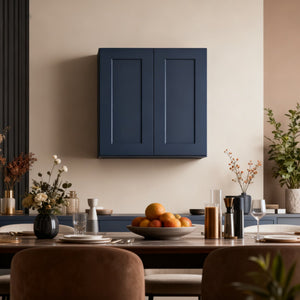 English Elm Gray Shaker Solid Wood Wall Cabinet Soft Close Double Door Kitchen Storage Blue T2950P479971