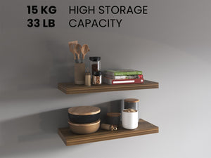 English Elm Floating Shelves - Modern Walnut Design, Set Of 2, Perfect For Home Décor & Organized Spaces B097P369456-GIGA