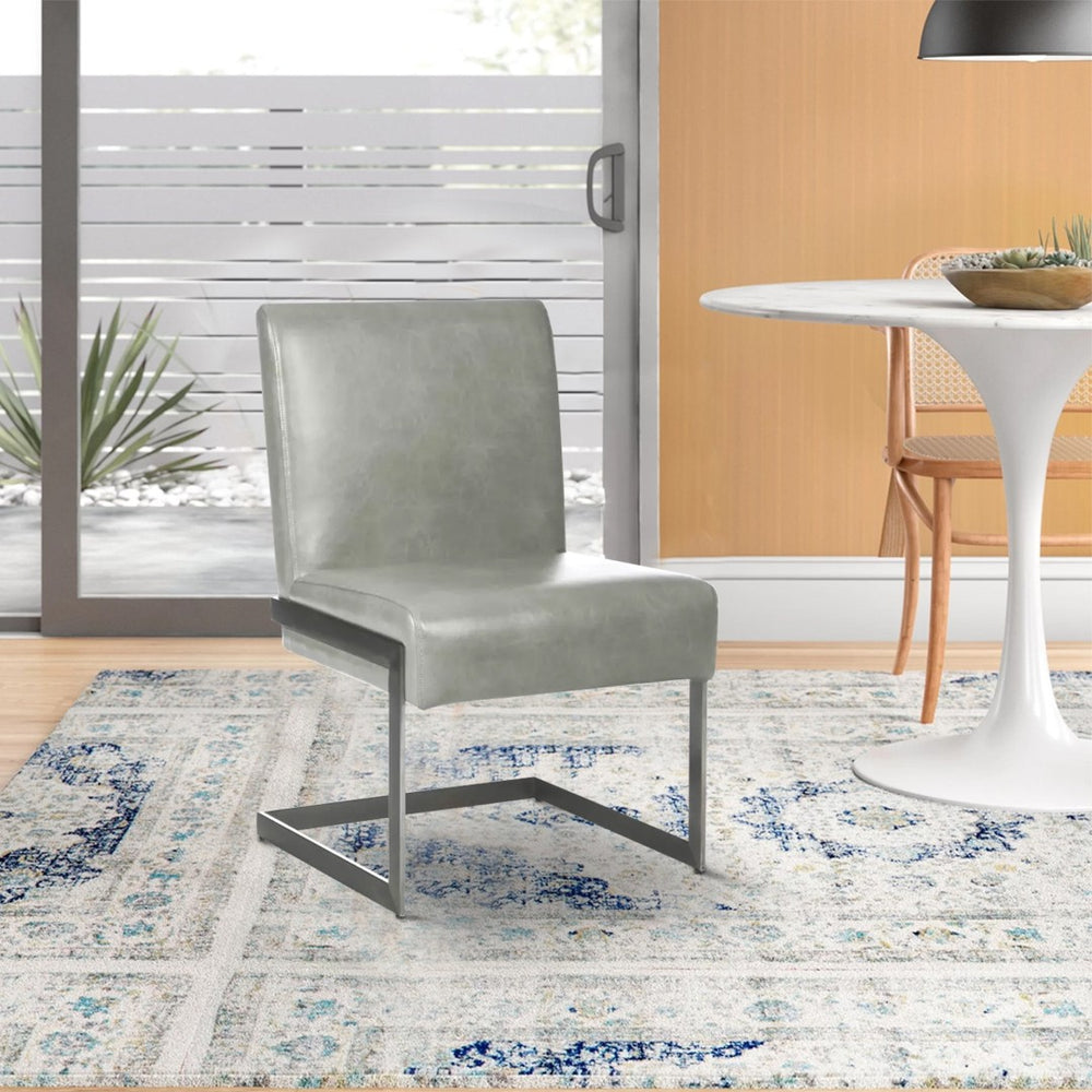 English Elm Leatherette Cantilever Dining Chairs Set of 2 Modern Steel Arc Base Gray Pair B056P416776
