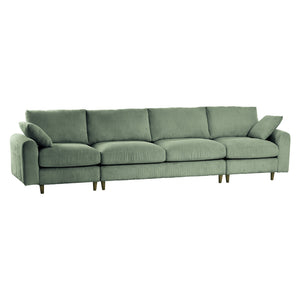 English Elm Modern corduroy modular sectional sofa U‑ or L‑shape convertible oversized seating with storage pockets adjustable headrests Olive Green W2121S00010