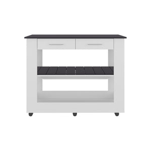 English Elm Kitchen Island with Open Shelving and Cabinet Storage for Modern Farmhouse Prep Spaces B128P436977