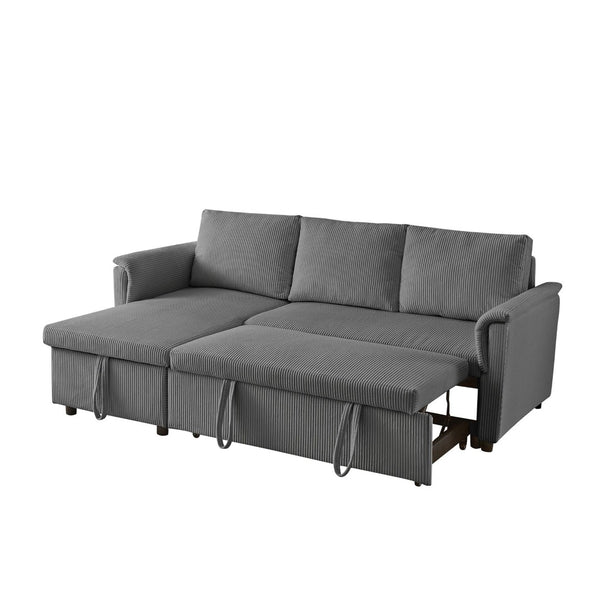 English Elm Loveseat Sectional Sleeper Sofa with Corduroy Tufted Upholstery Storage Chaise Reclining W2186S00012