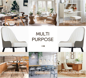 English Elm Modern PU sponge-filled dining chair with faux leather, foam comfort, metal legs and 280lb capacity White+gray W1535119451