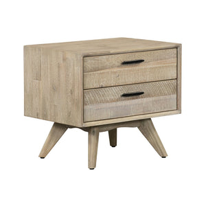 English Elm Baly Acacia Wood Two Drawer Nightstand Mid Century Legs Soft Close Bedroom B2736P464866