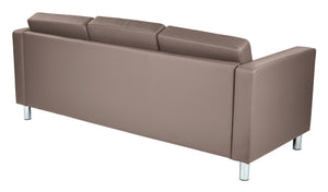 OSP Home Furnishings Pacific Faux Leather Contemporary Sofa with Chrome Legs for Modern Living Spaces Stratus PAC53-R103