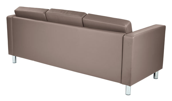 OSP Home Furnishings Pacific Faux Leather Contemporary Sofa with Chrome Legs for Modern Living Spaces Stratus PAC53-R103
