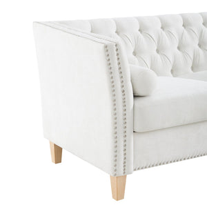 English Elm Elegant Tufted Three Seat Sofa with Nailhead Trim and Solid Wood Legs for Living Room N760P406296A