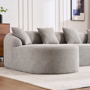 English Elm Boneless L-Shape Sectional Sofa with Curved Chaise Modern Modular Chenille Couch 30D Foam Comfort Lounge Elegance for Living Room Apartments Light Gray W2231S00010