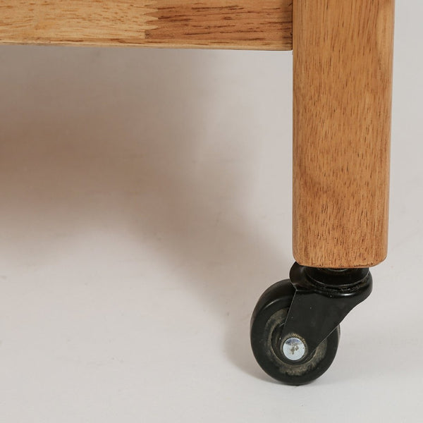 English Elm Solid Rubberwood Two Tier Rolling Table with Locking Casters for Modern Living W3040P455688