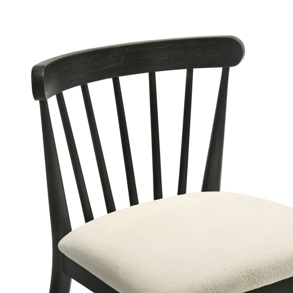 English Elm Set of 2 Rustic Farmhouse Dining Side Chairs in Black Solid Wood, Weathered Finish, Easy Assembly, Durable Seating W2537P214243