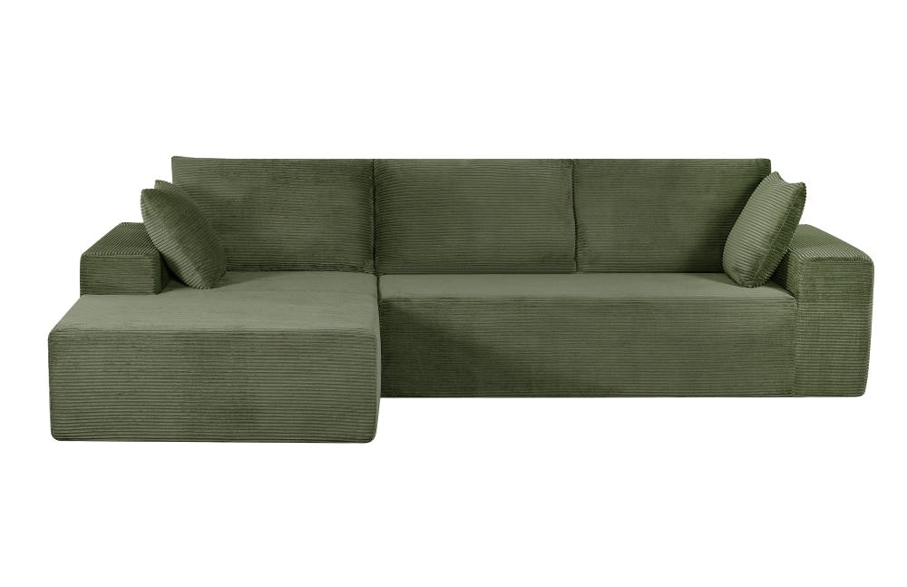 English Elm Cozyform Convertible Sectional Sofa In Dark Green Corduroy, No Assembly, Versatile Comfort & Style B2735P359709